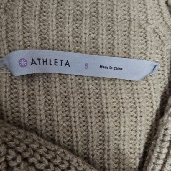 Athleta Stowe Moto Zip Merino Wool Asymetrical Beige Knit Cardigan Sweater Sz S - Picture 2 of 7